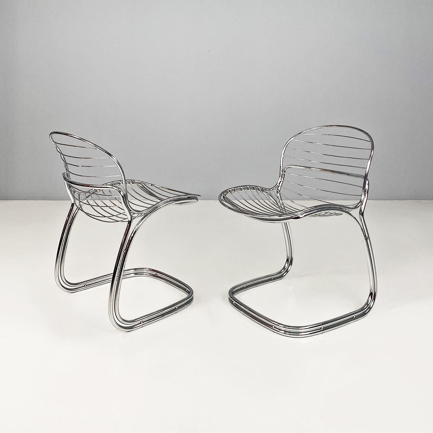 Modern Italian modern chromed steel Sabrina chairs by Gastone Rinaldi for Rima, 1970s For Sale