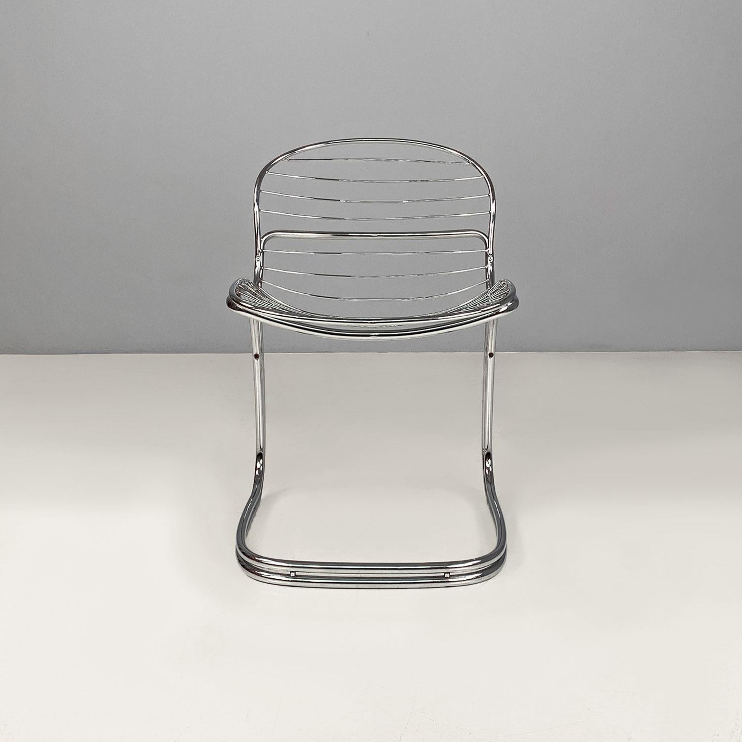 Late 20th Century Italian modern chromed steel Sabrina chairs by Gastone Rinaldi for Rima, 1970s For Sale