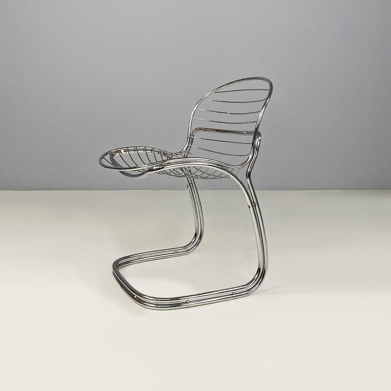 Steel Italian modern chromed steel Sabrina chairs by Gastone Rinaldi for Rima, 1970s For Sale