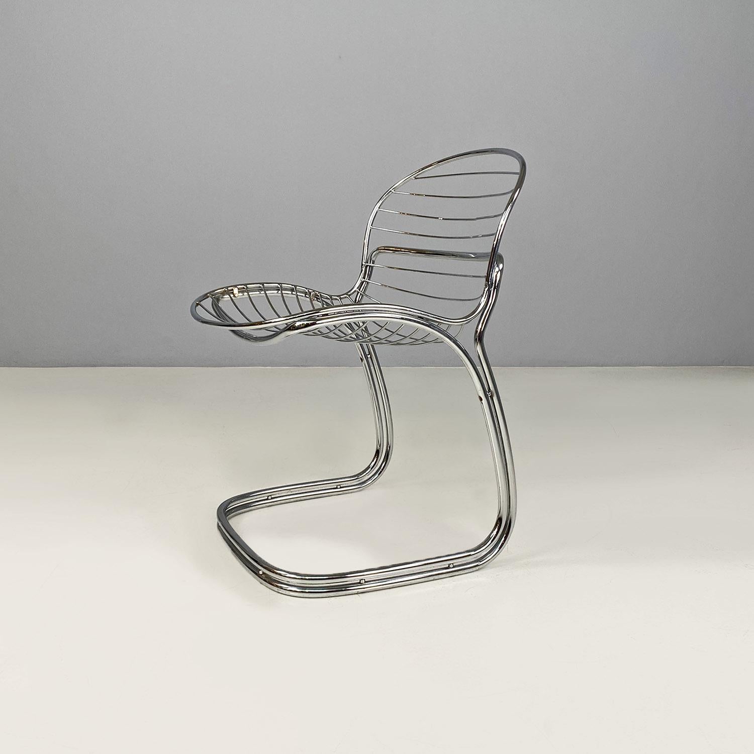 Steel Italian modern chromed steel Sabrina chairs by Gastone Rinaldi for Rima, 1970s