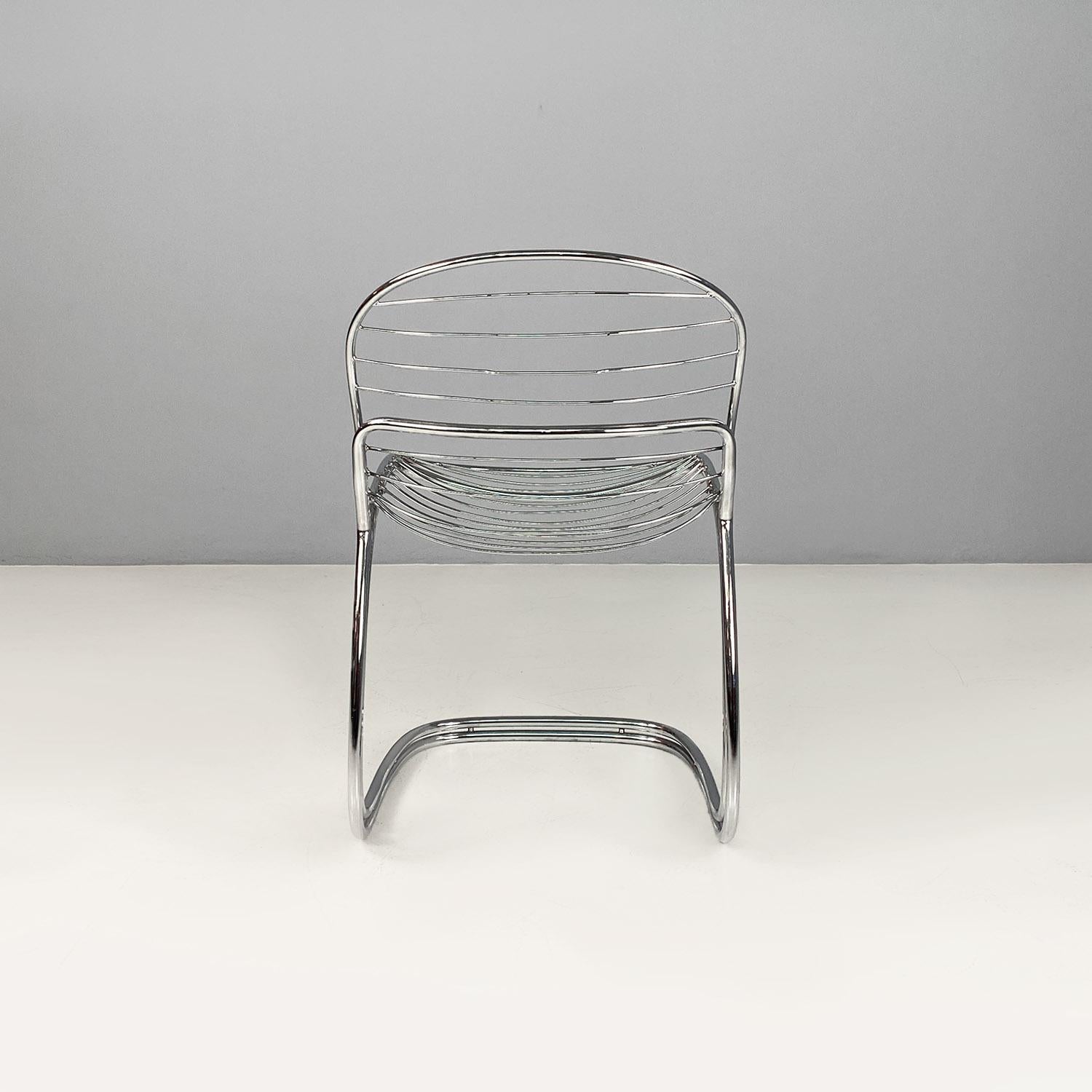 Italian modern chromed steel Sabrina chairs by Gastone Rinaldi for Rima, 1970s For Sale 1