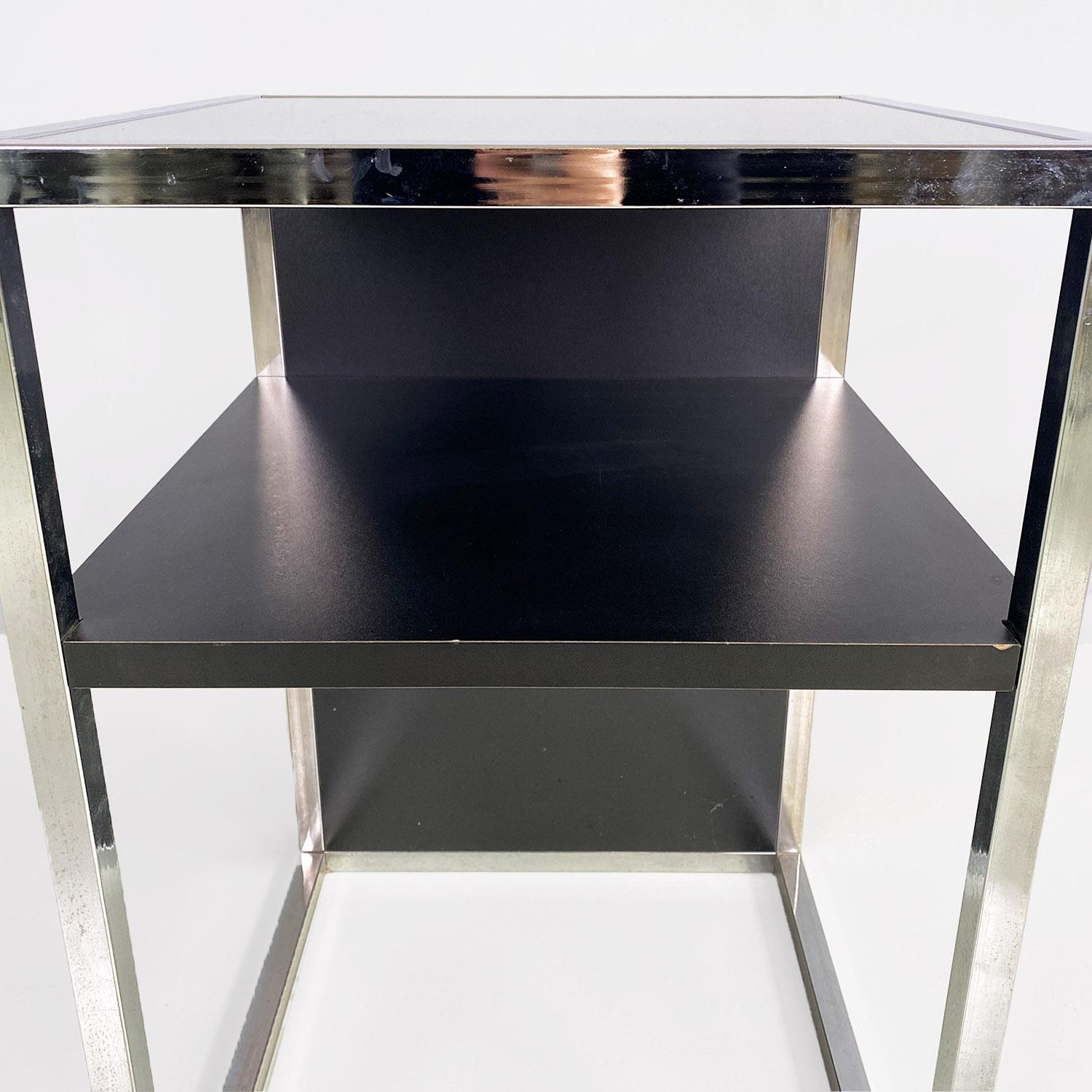 Italian modern chromed steel, wood and glass table for stereo and vinyls, 1990s For Sale 7