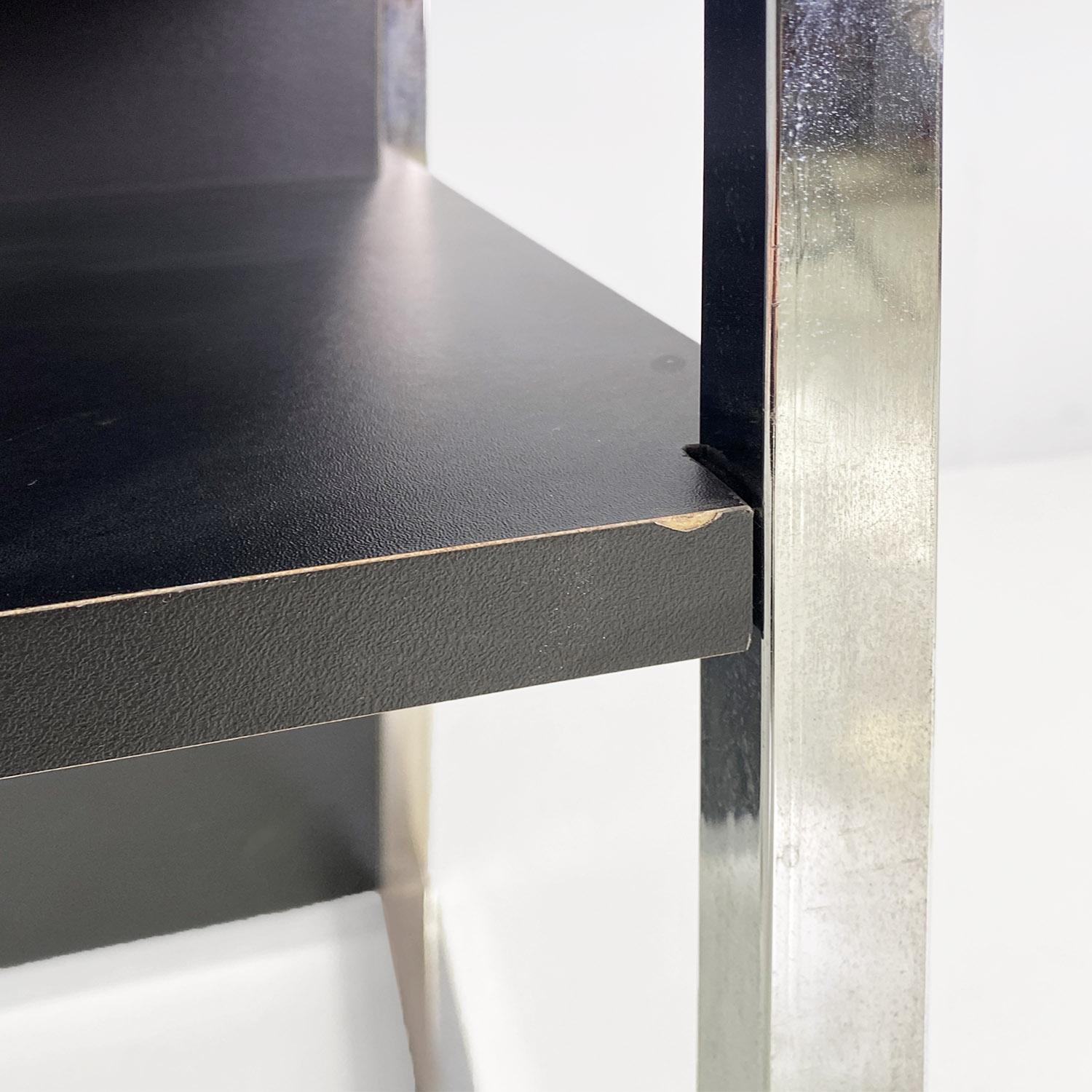 Italienischer moderner Tisch aus verchromtem Stahl, Holz und Glas für Stereoanlagen und Schallplatten, 1990er Jahre im Angebot 9