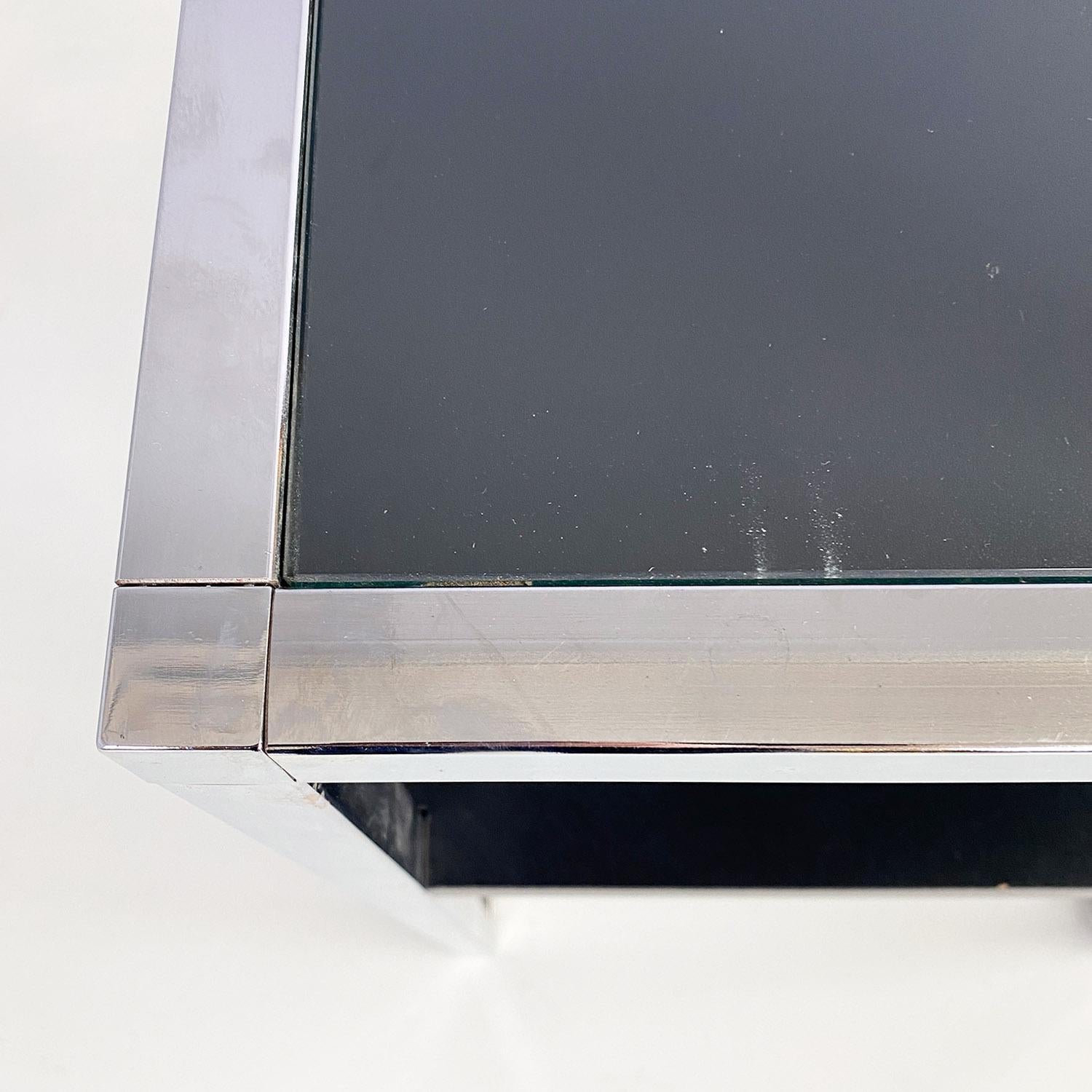 Italienischer moderner Tisch aus verchromtem Stahl, Holz und Glas für Stereoanlagen und Schallplatten, 1990er Jahre im Angebot 13