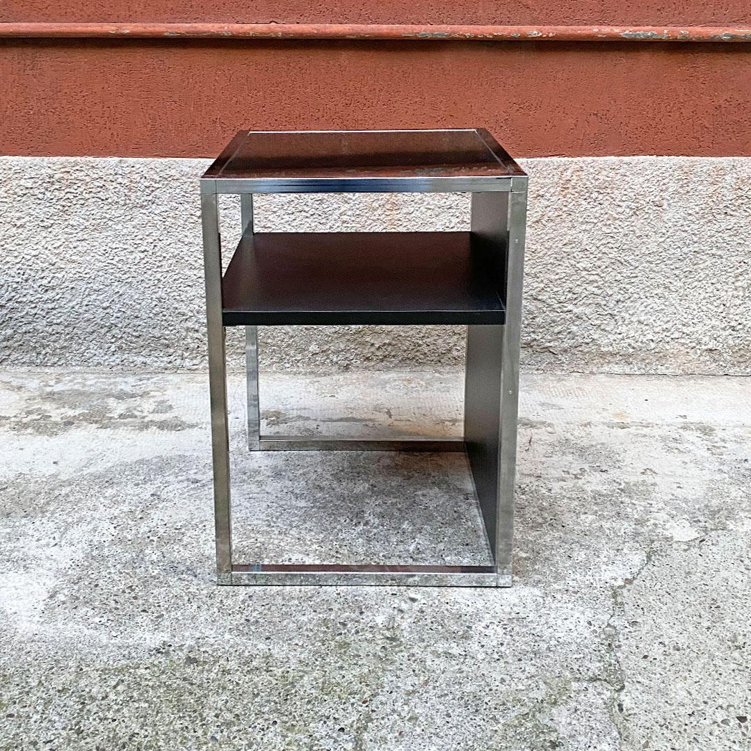 Italian Modern Chromed Steel, Wood and Glass Table for Stereo and Vinyls, 1990s 2