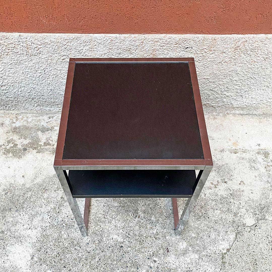 Italian Modern Chromed Steel, Wood and Glass Table for Stereo and Vinyls, 1990s 3