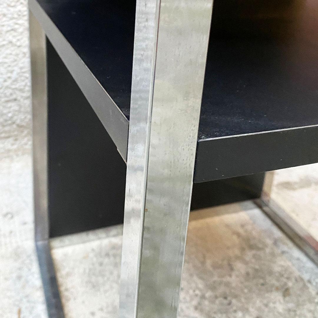 Italian Modern Chromed Steel, Wood and Glass Table for Stereo and Vinyls, 1990s 5