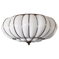 Italian Modern Classic Venetian Murano Milk Glass 4-Light Flush Mount