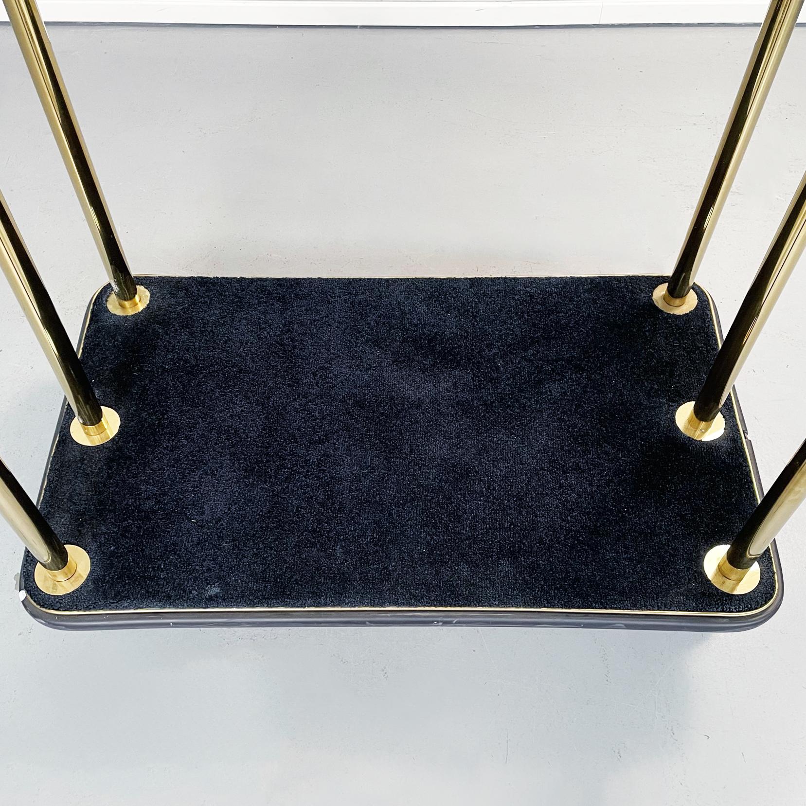Italian Modern Classique Luggage Cart in Metal and Black Fabric, 1990s 2