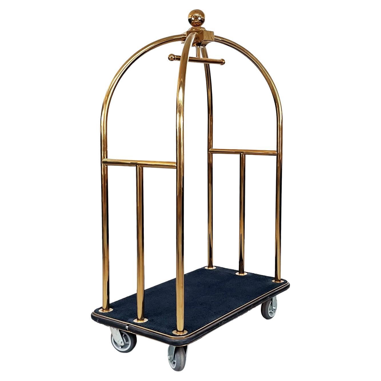 Italian Modern Classique Luggage Cart in Metal and Black Fabric, 1990s