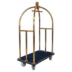 Vintage Italian Modern Classique Luggage Cart in Metal and Black Fabric, 1990s