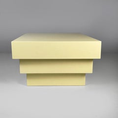 Italian modern coffe table or pedestal in light yellow wood, 1980s