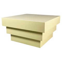 Italian modern coffe table or pedestal in light yellow wood, 1980s