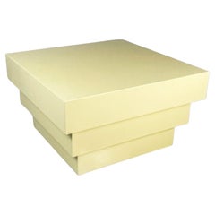 Italian modern coffe table or pedestal in light yellow wood, 1980s