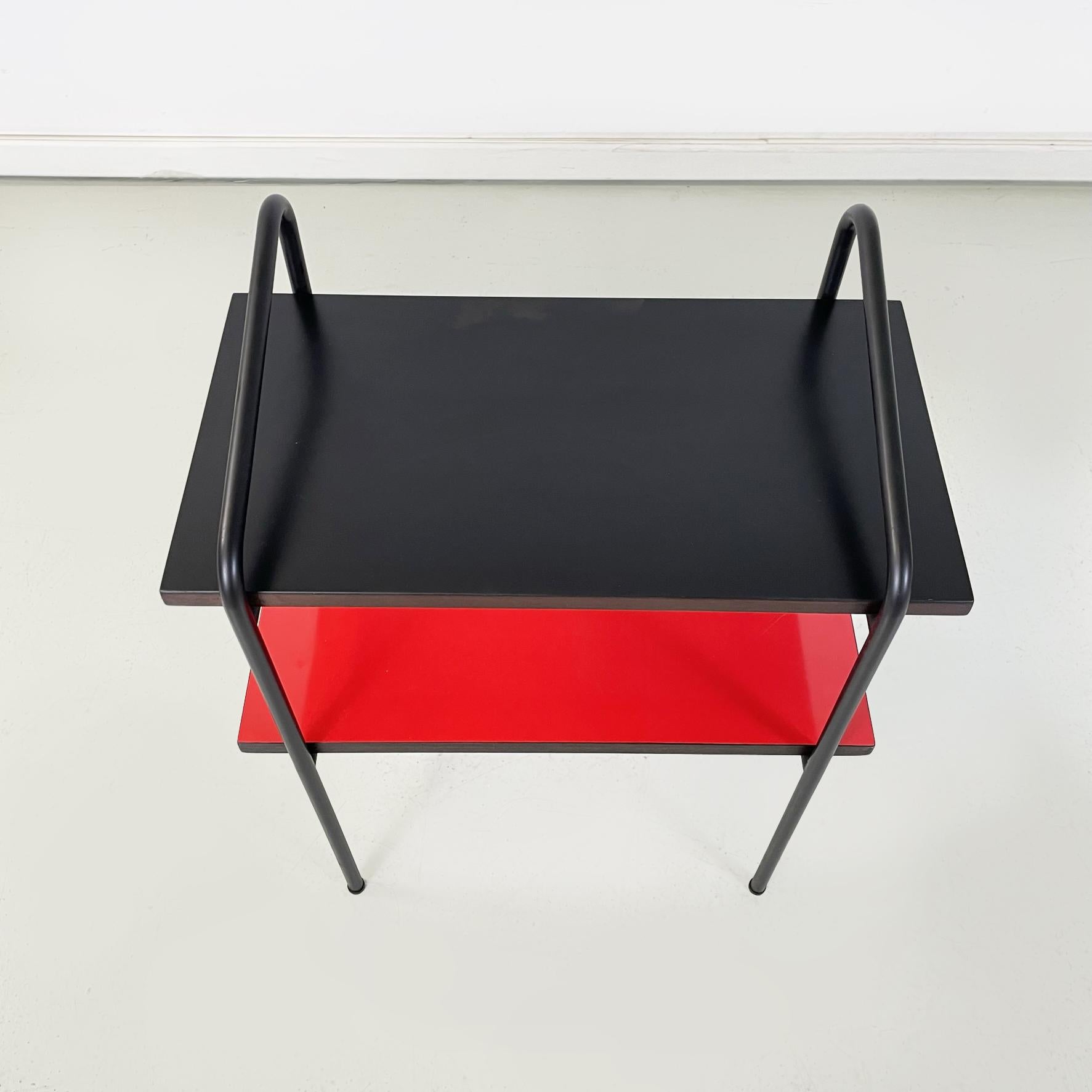 Mid-20th Century Italian modern Coffee table bedside table in formica red black metal 1960s For Sale
