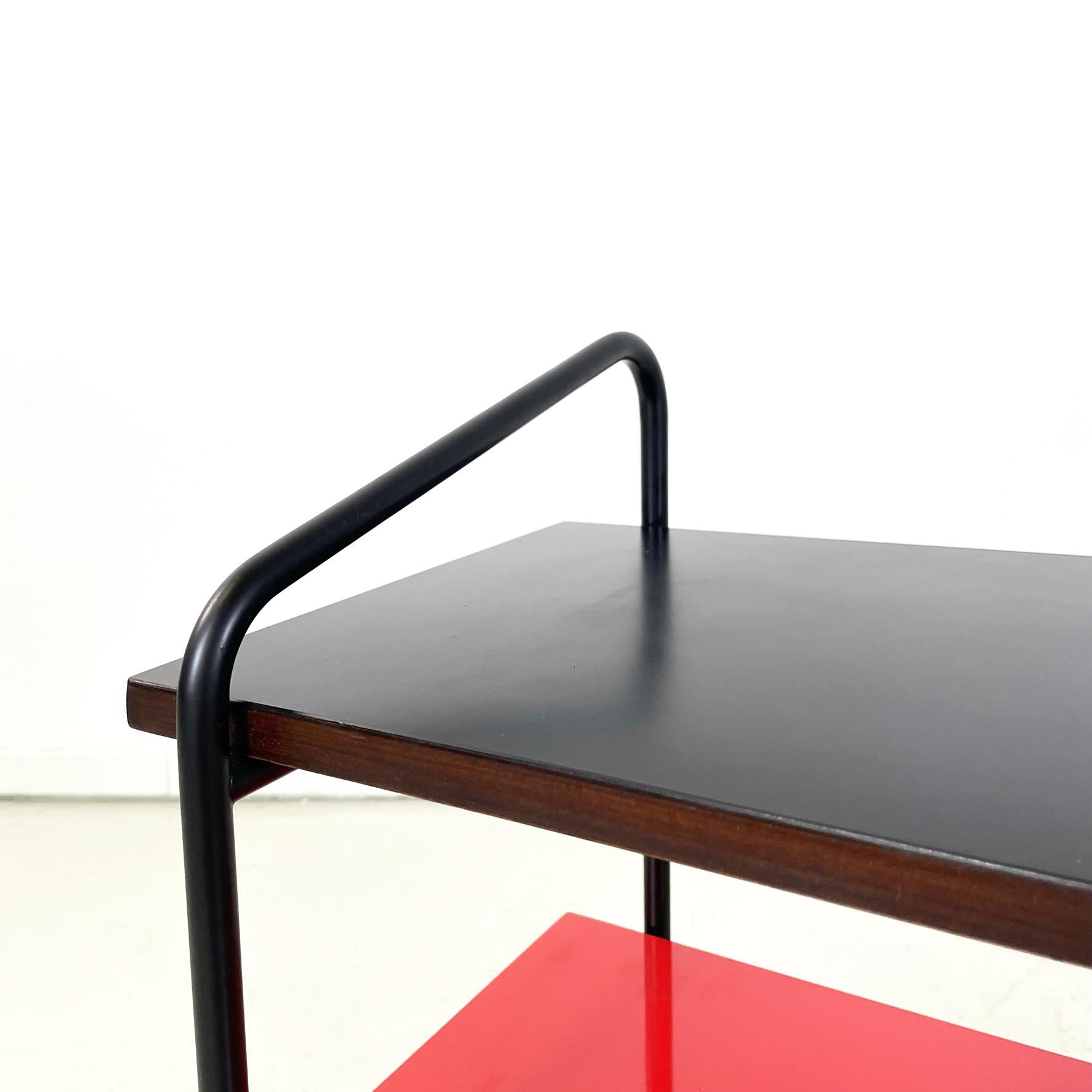 Italian modern Coffee table bedside table in formica red black metal 1960s For Sale 1