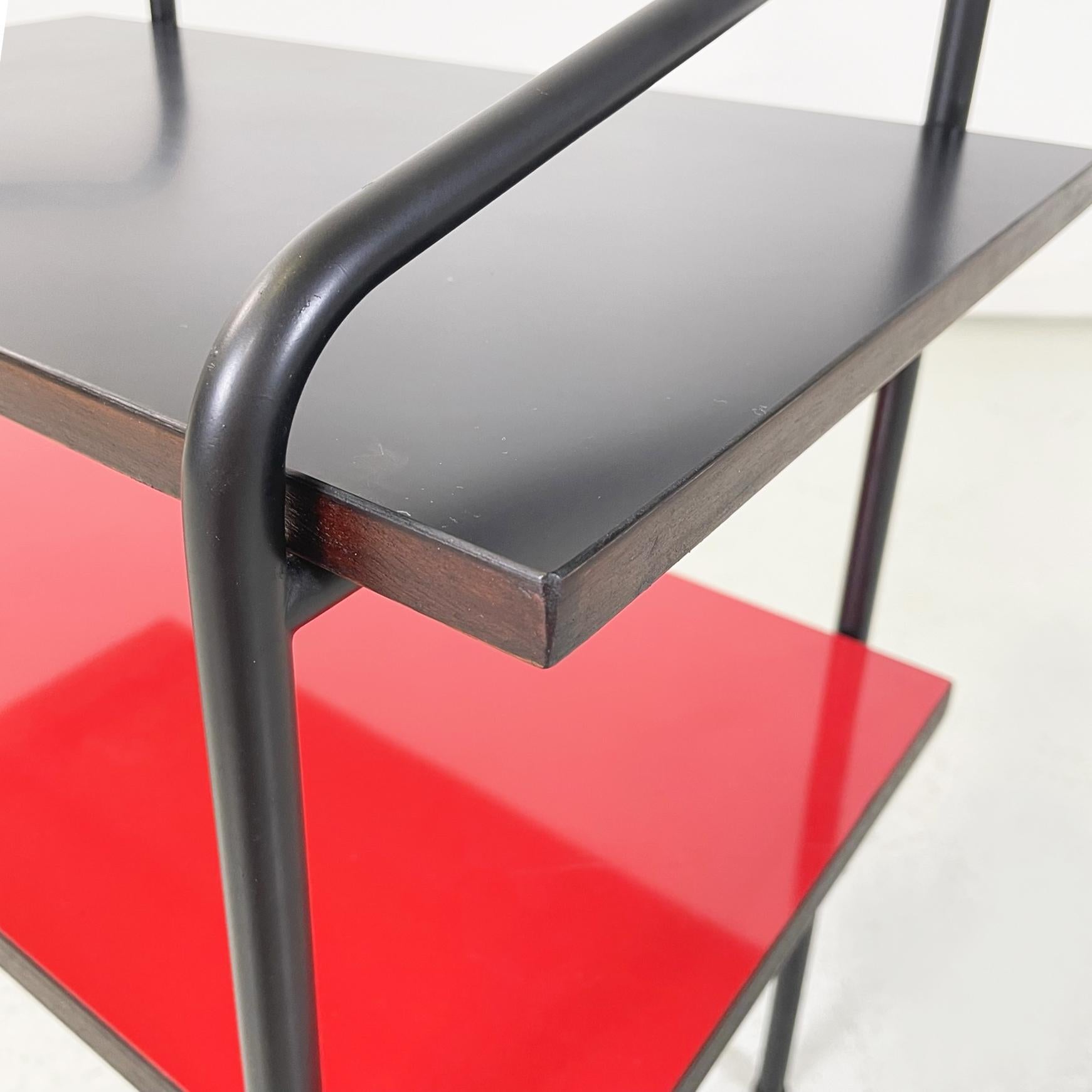 Italian modern Coffee table bedside table in formica red black metal 1960s For Sale 2