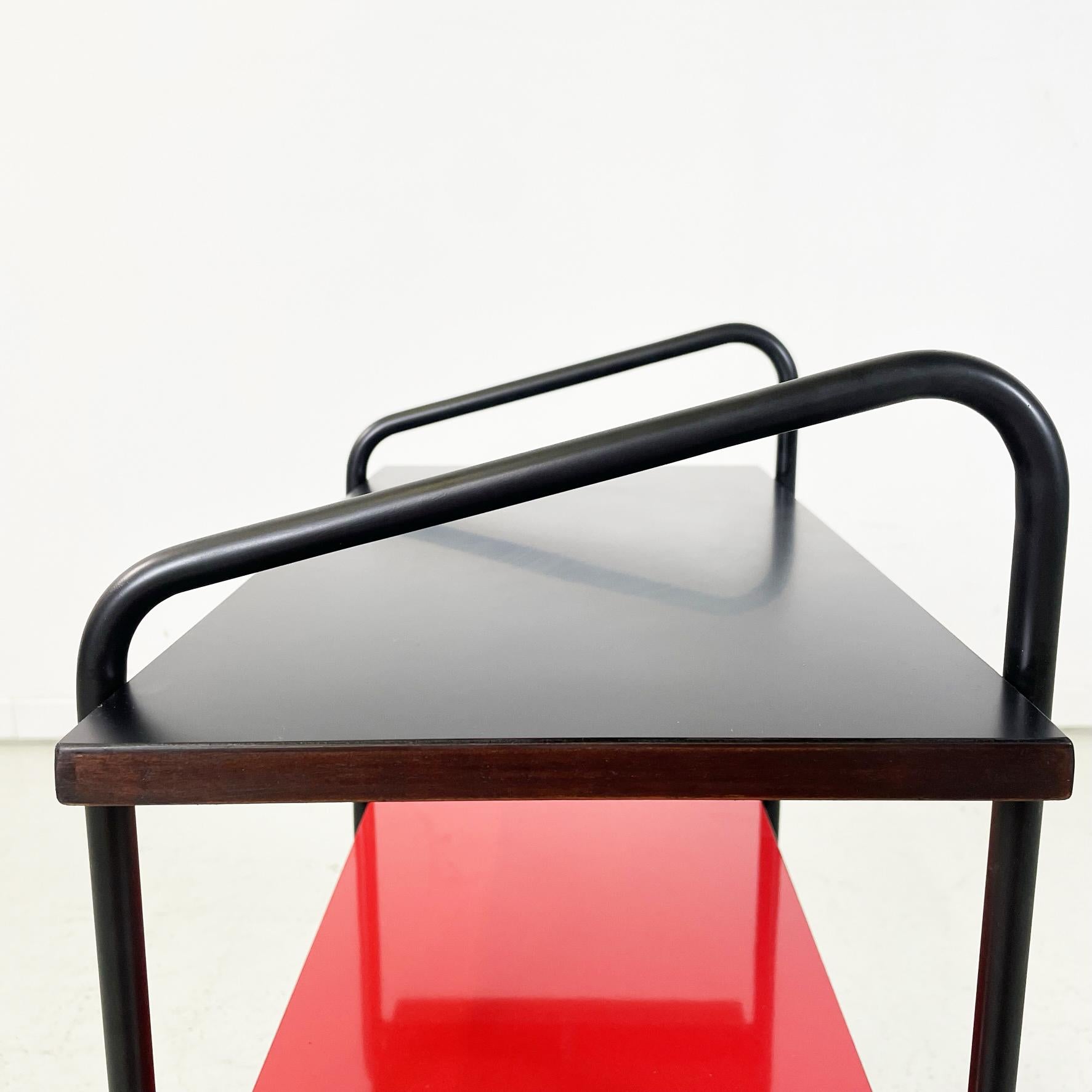Italian modern Coffee table bedside table in formica red black metal 1960s For Sale 3
