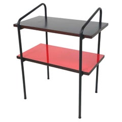 Italian modern Coffee table bedside table in formica red black metal 1960s