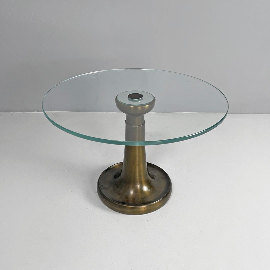 Modern Italian modern coffee table brass glass by Luciano Frigerio for Frigerio, 1980s For Sale