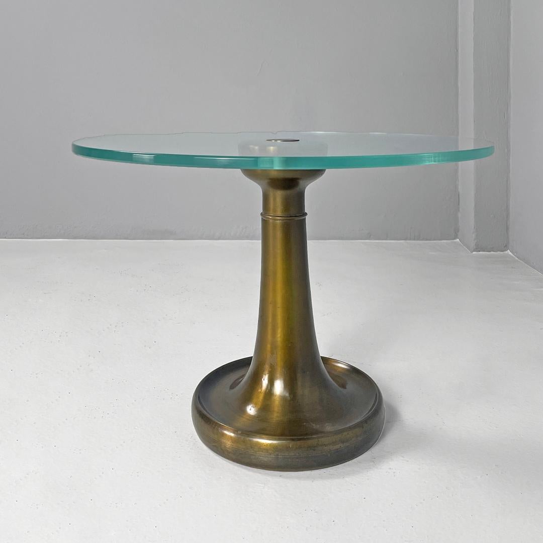 Late 20th Century Italian modern coffee table brass glass by Luciano Frigerio for Frigerio, 1980s For Sale