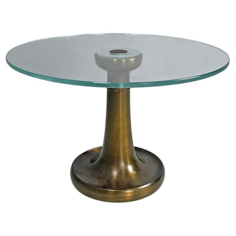 Italian modern coffee table brass glass by Luciano Frigerio for Frigerio, 1980s For Sale
