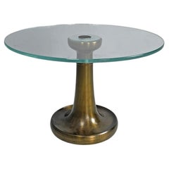 Vintage Italian modern coffee table brass glass by Luciano Frigerio for Frigerio, 1980s
