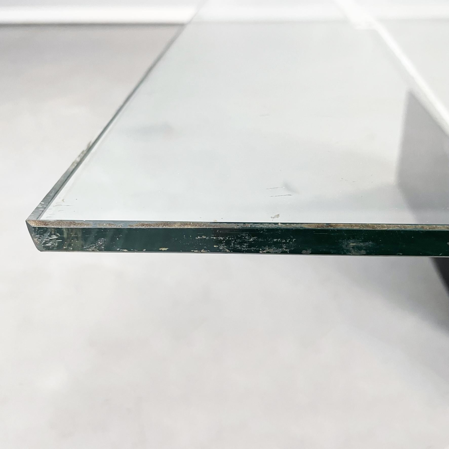 Italian Modern Coffee Table in Glass, White Metal, Black Marquinia Marble, 1980s For Sale 4