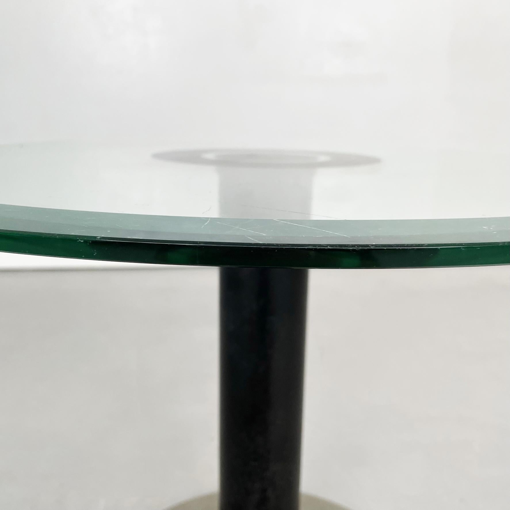 Métal Table basse moderne italienne en verre vert, métal noir et pierre grise, années 1980 en vente