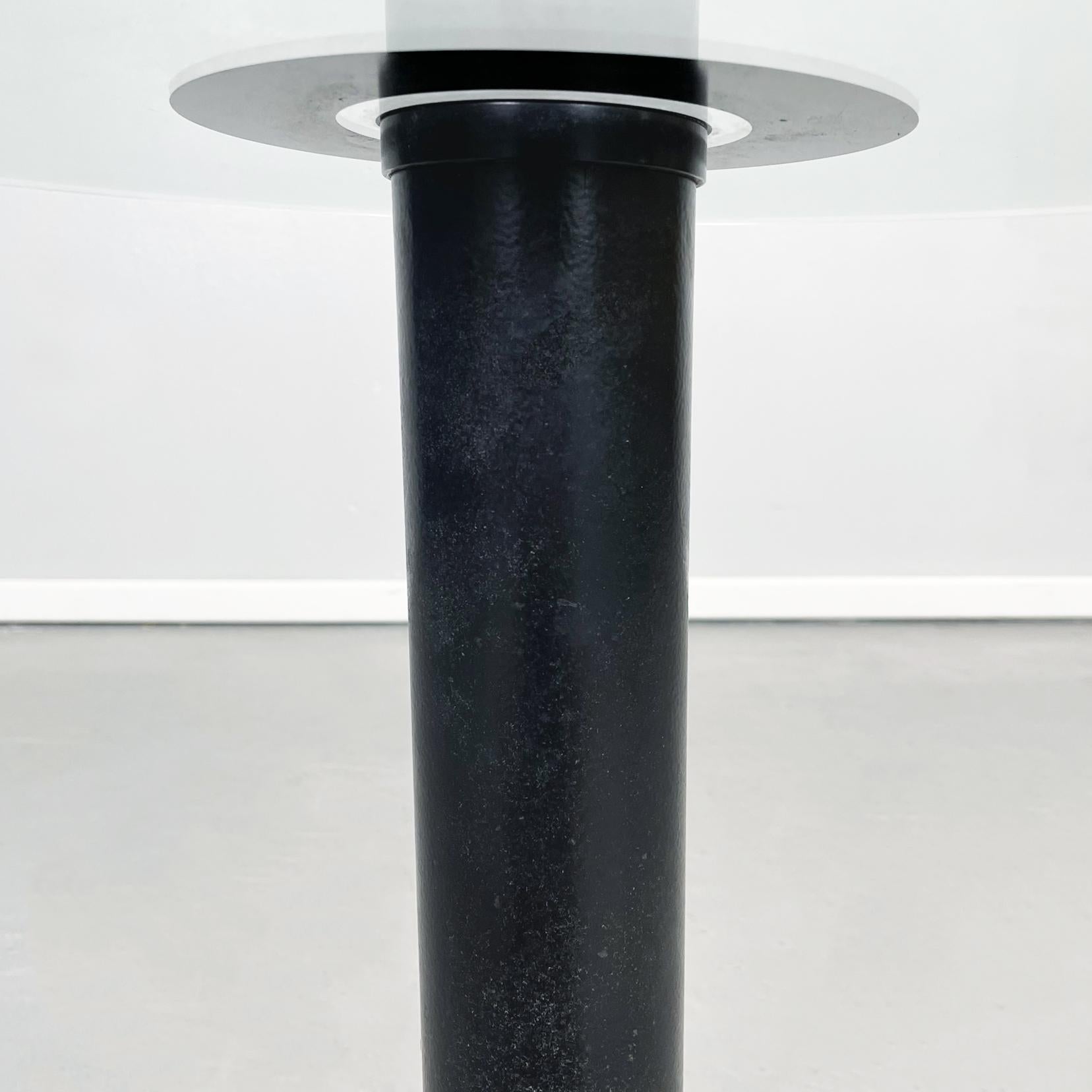 Table basse moderne italienne en verre vert, métal noir et pierre grise, années 1980 en vente 2