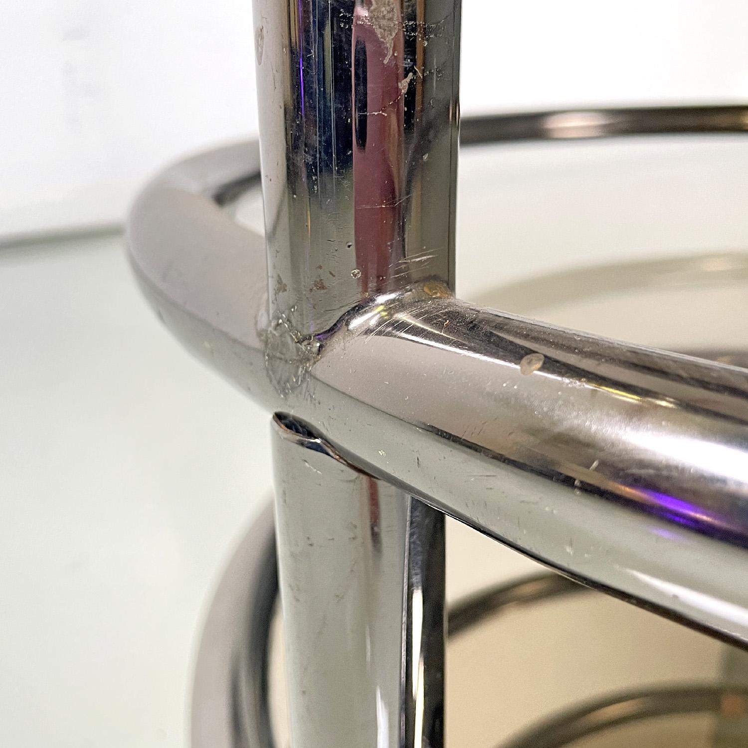 Moderner italienischer Couchtisch aus Rauchglas und Metall mit drehbaren Platten, 1970er Jahre im Angebot 9