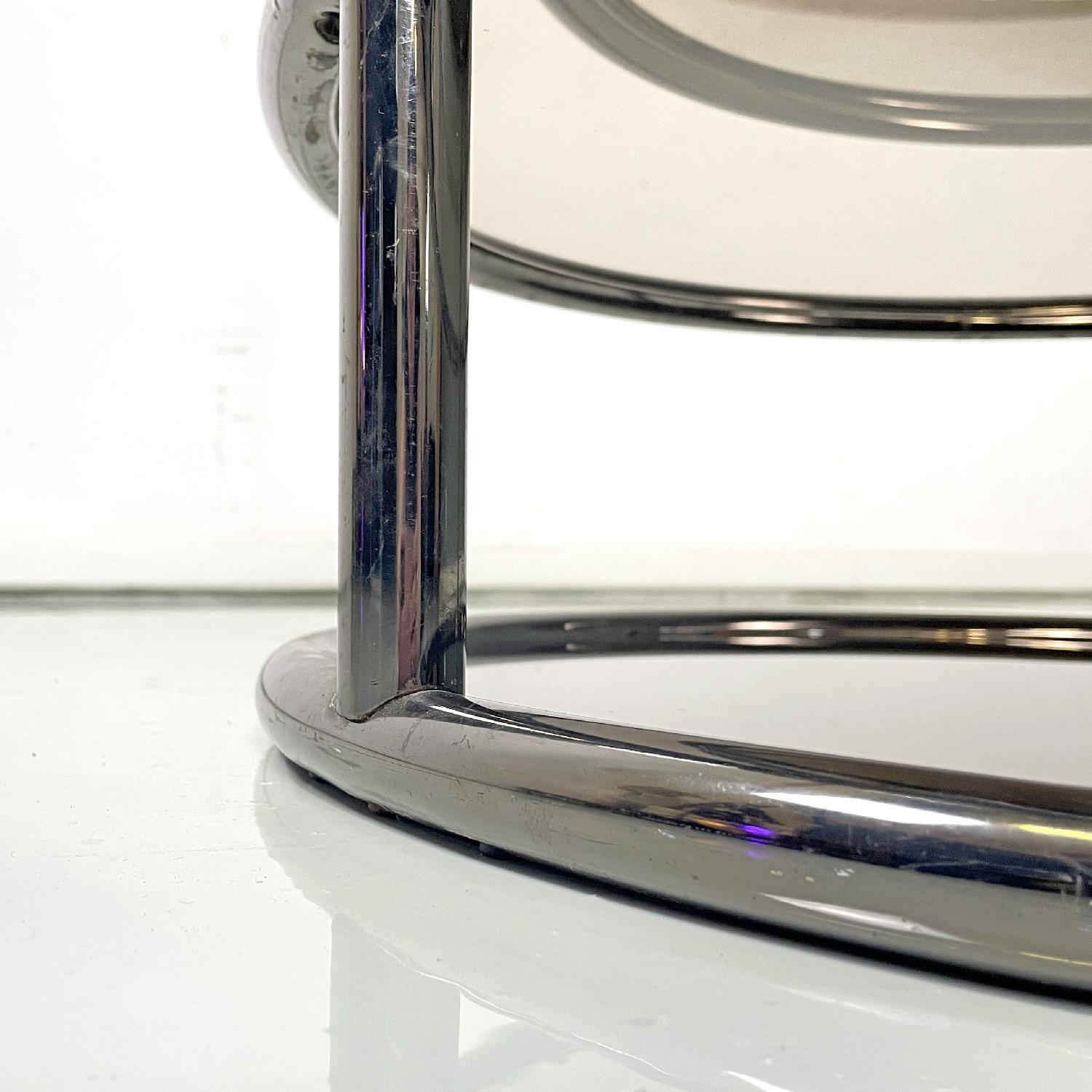 Moderner italienischer Couchtisch aus Rauchglas und Metall mit drehbaren Platten, 1970er Jahre im Angebot 10