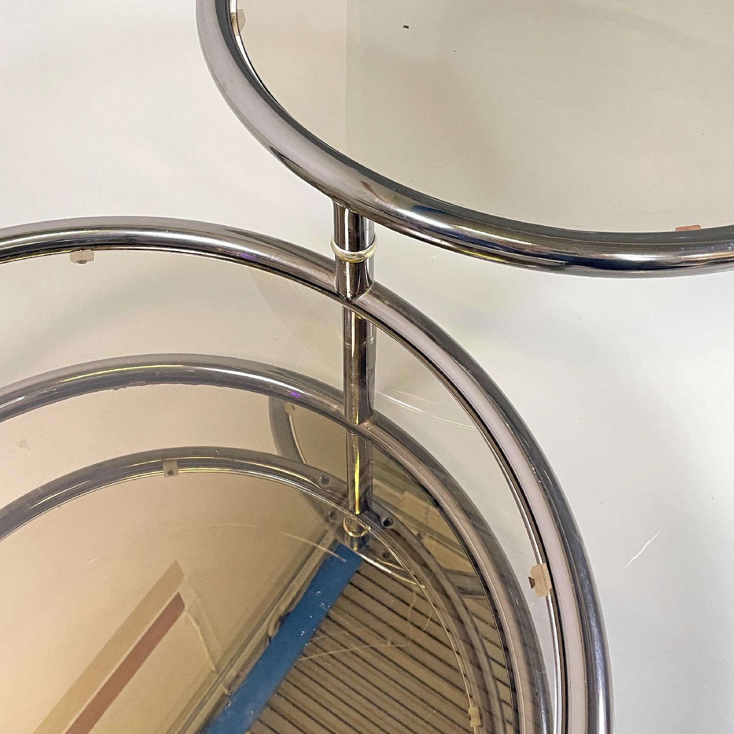 Italian modern coffee table in smoked glass and metal with swivel tops, 1970s For Sale 2
