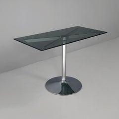 Italian modern coffee table in steel and rectangular smoked glass, 1970s
