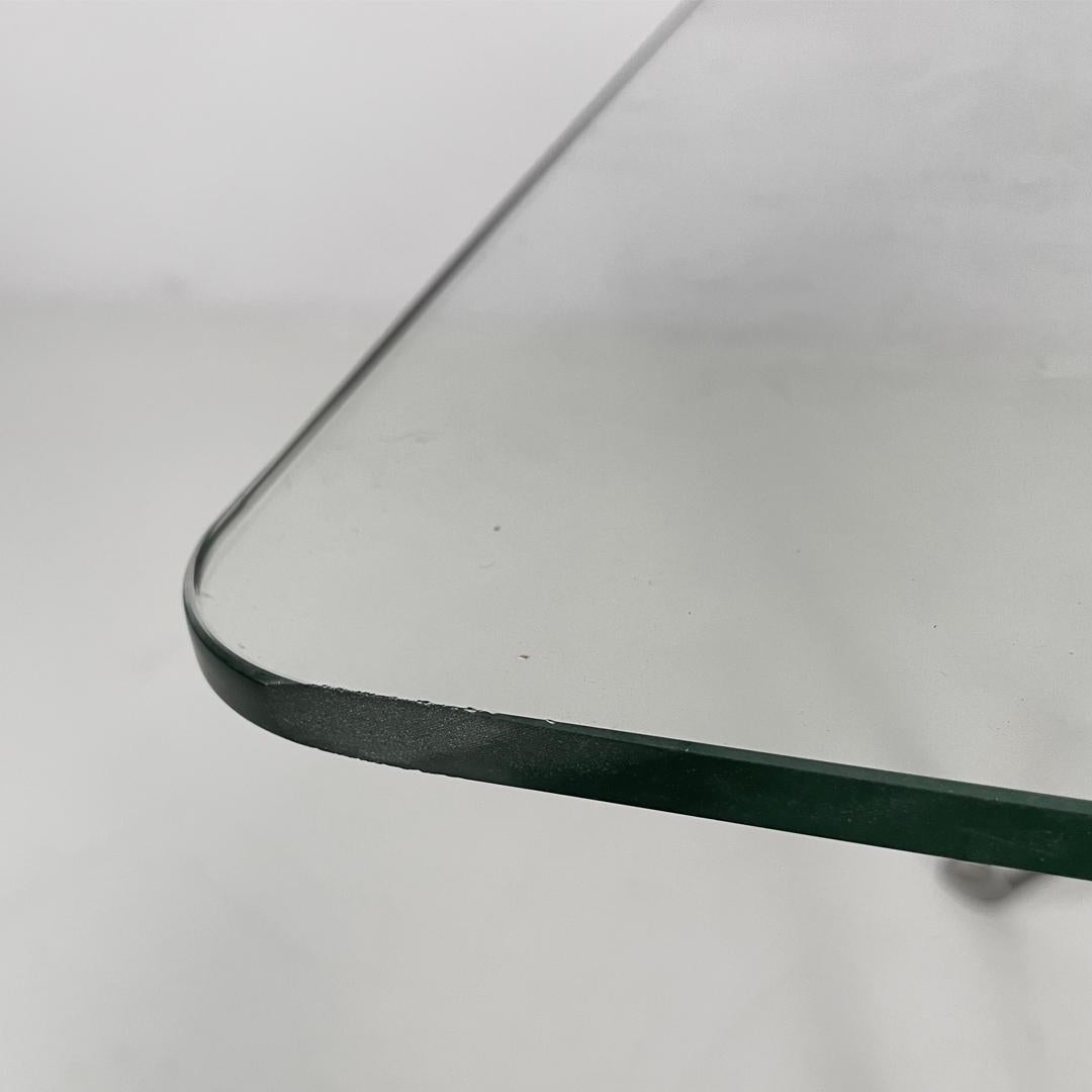 Italian modern coffee table metal glass Cuginetto by Enzo Mari for Driade, 1970s For Sale 4