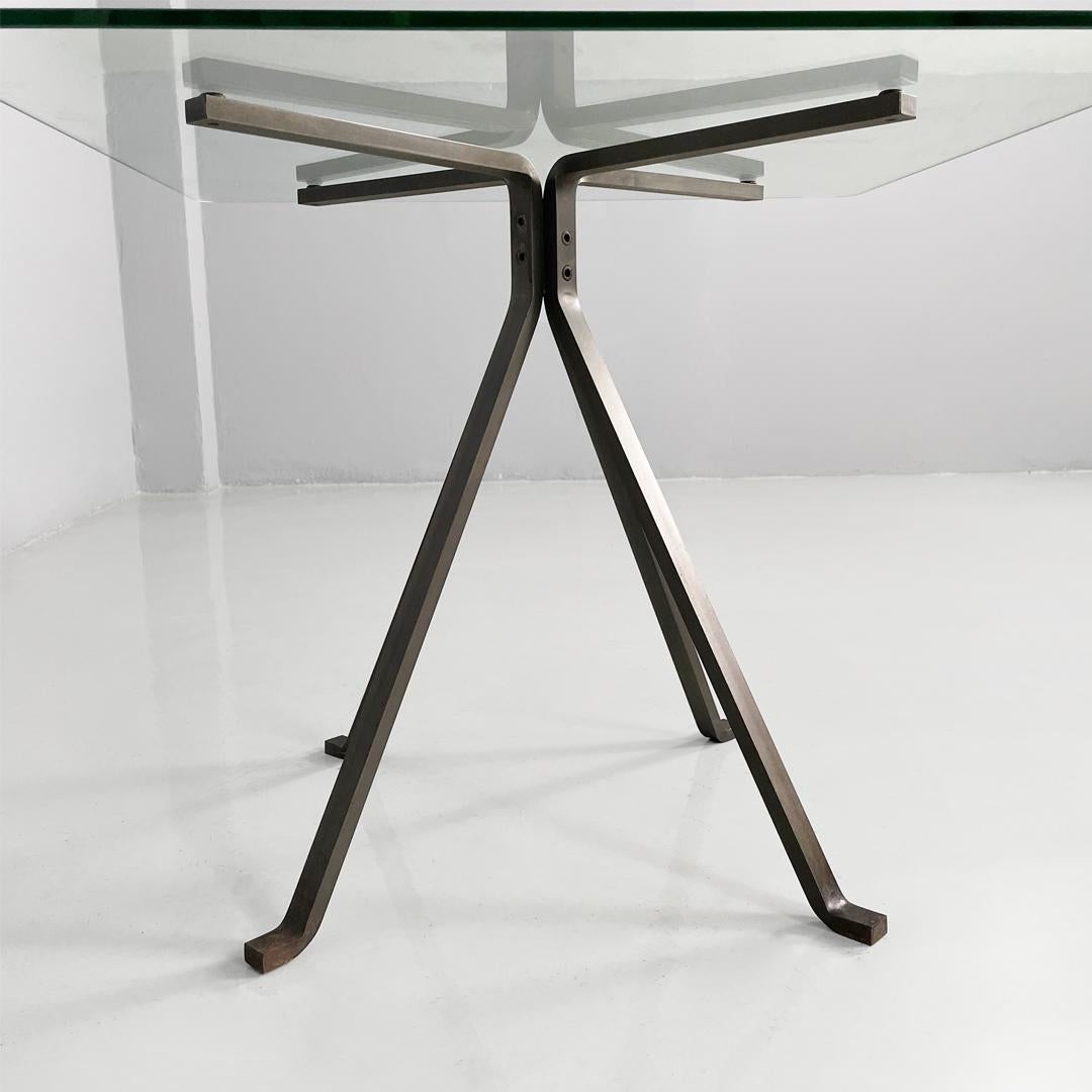 Italian modern coffee table metal glass Cuginetto by Enzo Mari for Driade, 1970s For Sale 10