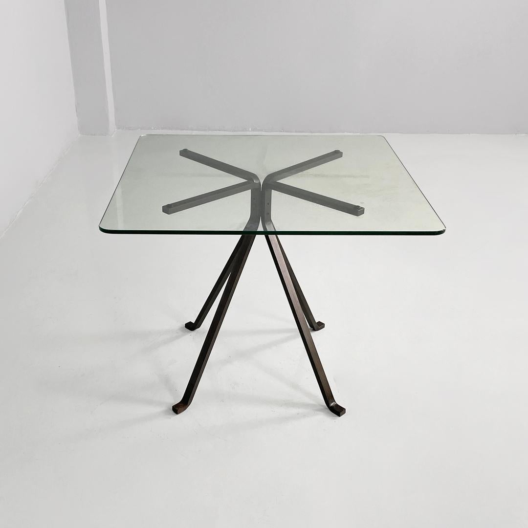 Late 20th Century Italian modern coffee table metal glass Cuginetto by Enzo Mari for Driade, 1970s For Sale