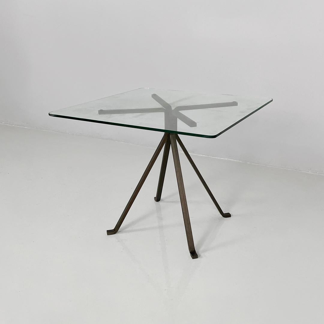 Italian modern coffee table metal glass Cuginetto by Enzo Mari for Driade, 1970s For Sale 1