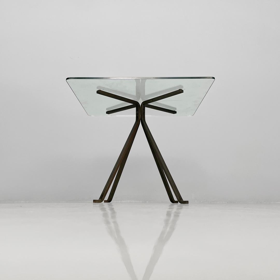Italian modern coffee table metal glass Cuginetto by Enzo Mari for Driade, 1970s For Sale 2