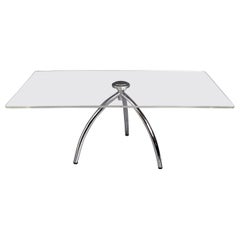 Table basse moderne italienne en plexiglas transparent et structure en aluminium, années 1980