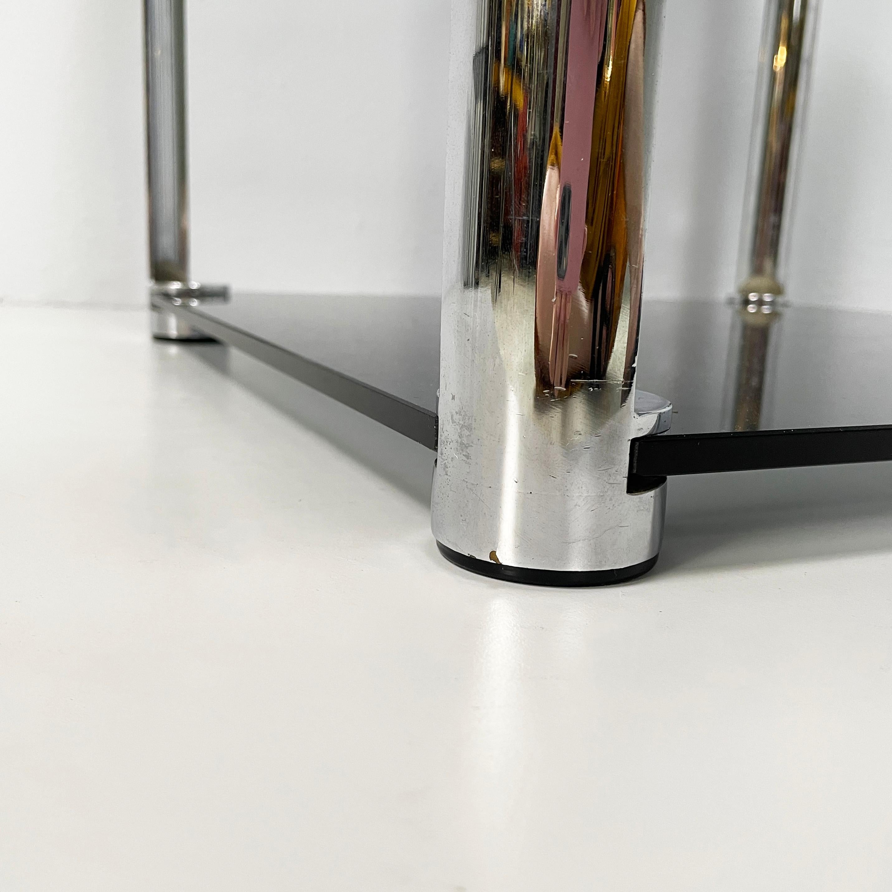 Tables basses italiennes modernes en verre fumé et métal chromé, années 1980 en vente 9