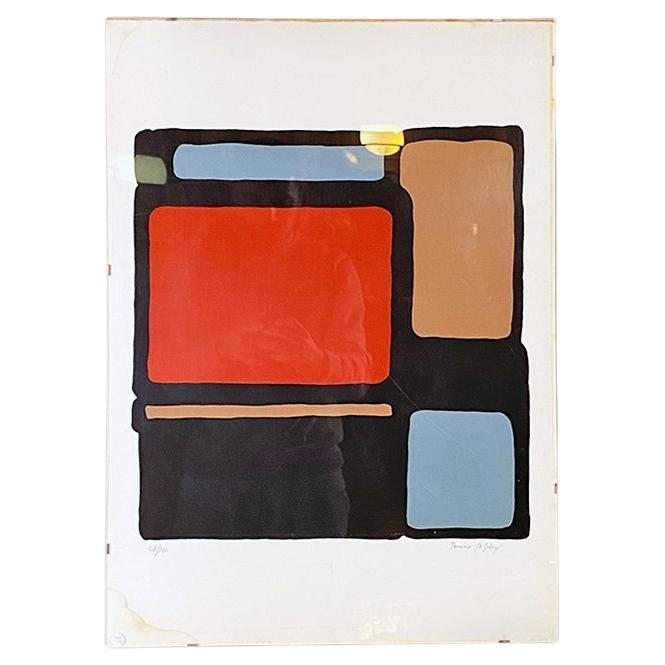 Peinture abstraite italienne moderne colorée provenant d'un studio milanais, 1970