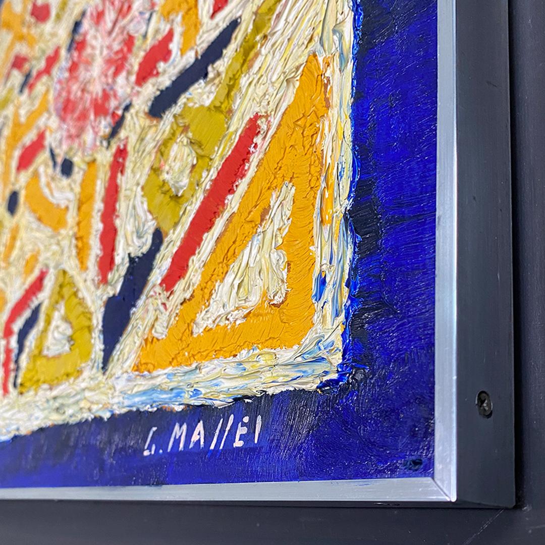 Œuvre d'art moderne italienne en tempera colorée peinte et signée par G. Maffei, 1970 en vente 4