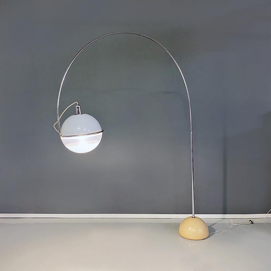 Late 20th Century Italian Modern Concrete, Plastic and Steel Arc Floor Lamp by Fabio Lenci, 1970s