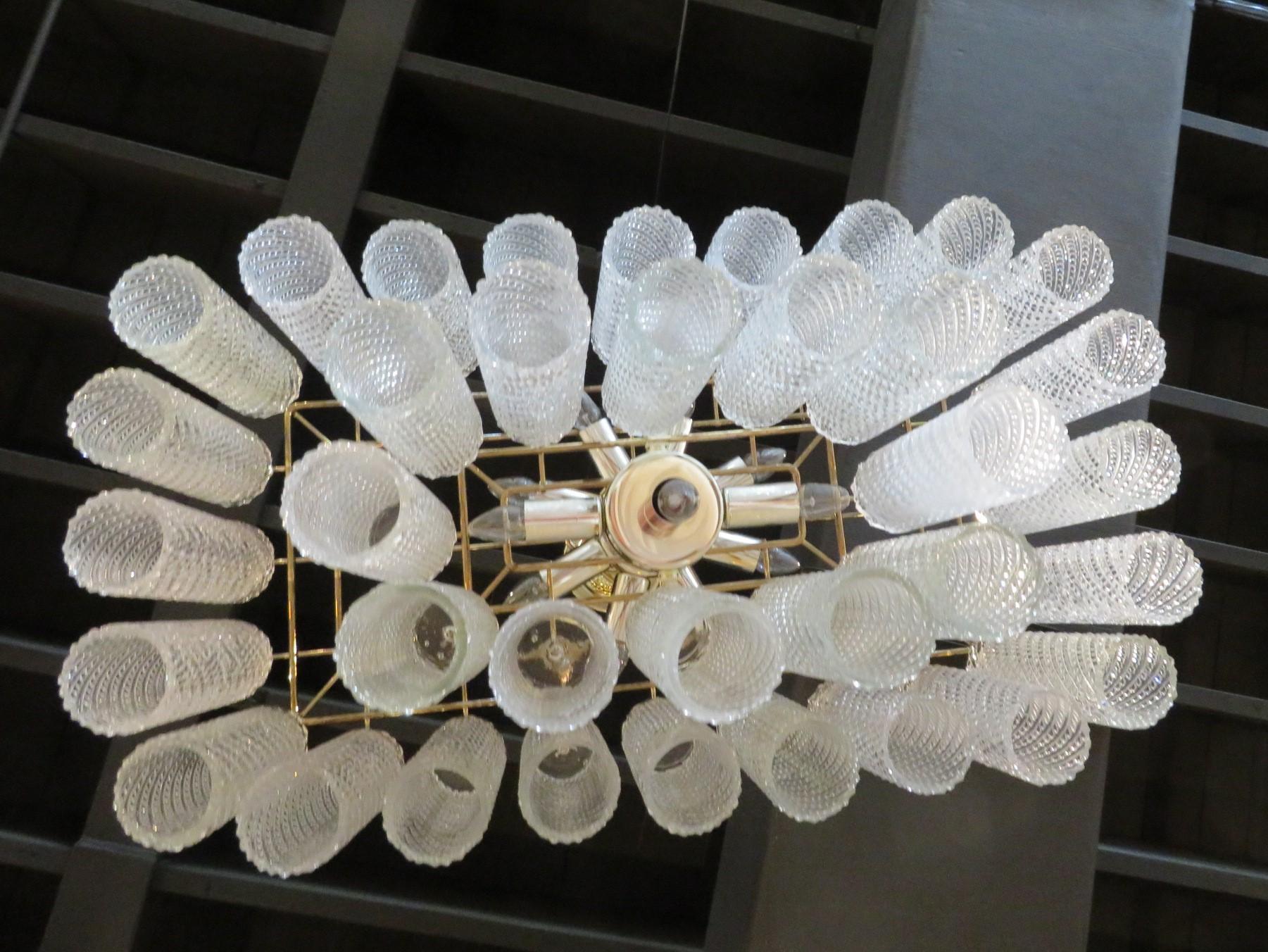 Italian Modern Confection Two Tier Rectangular Chandelier Murano Crystals 3