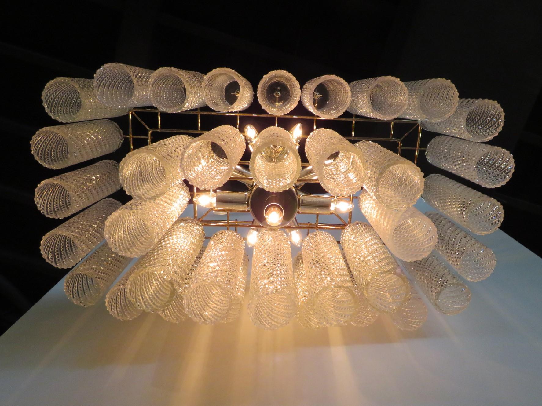 Italian Modern Confection Two Tier Rectangular Chandelier Murano Crystals 4