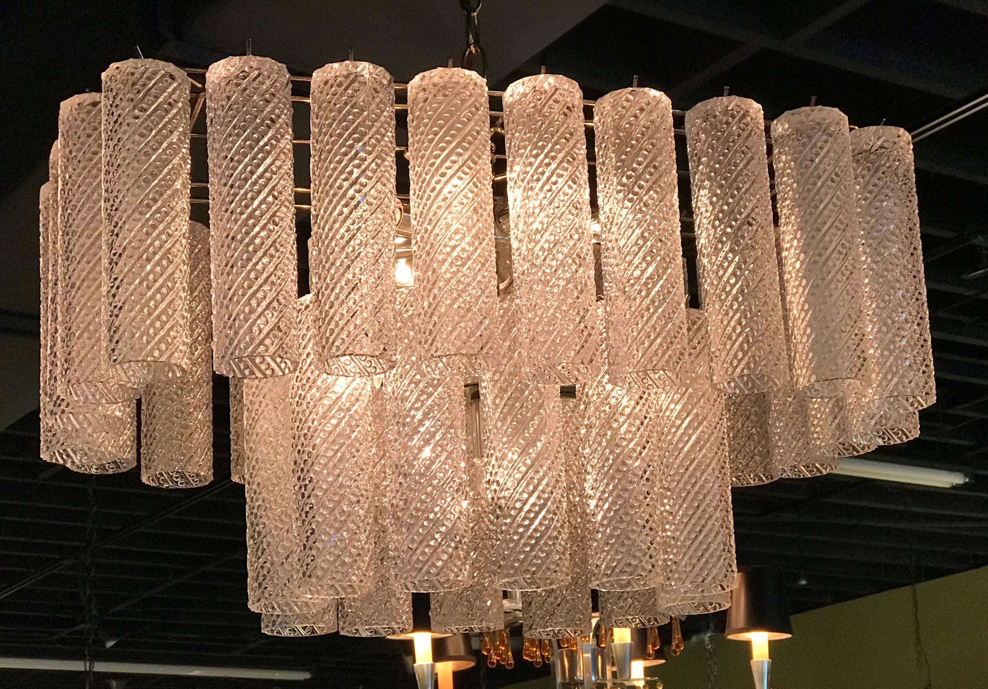 Italian Modern Confection Two Tier Rectangular Chandelier Murano Crystals 6