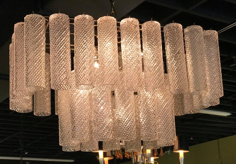Italian Modern Confection Two Tier Rectangular Chandelier Murano Crystals For Sale 7