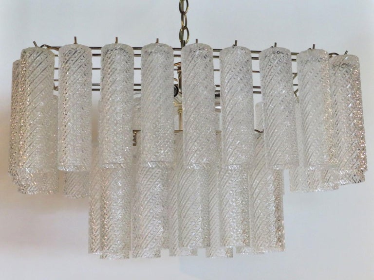 Italian Modern Confection Two Tier Rectangular Chandelier Murano Crystals In Good Condition For Sale In Miami, FL