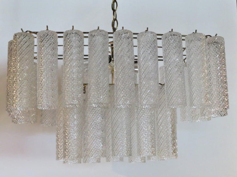Late 20th Century Italian Modern Confection Two Tier Rectangular Chandelier Murano Crystals For Sale